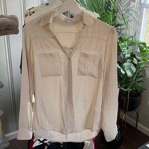 Express Button up nude blouse